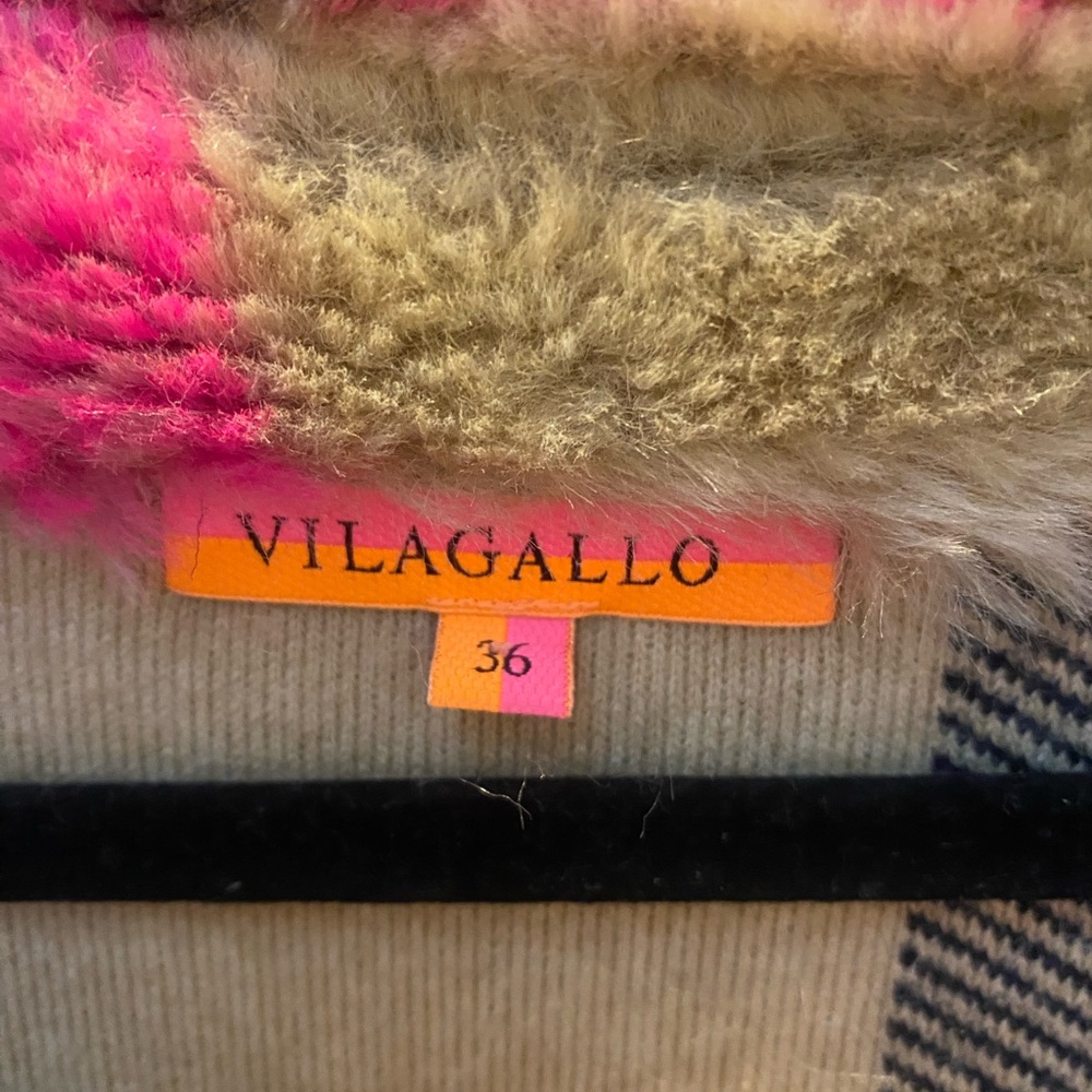 Anthropologie Vilagallo Plaid with hot pink statement teddy jacket - Picture 5 of 8